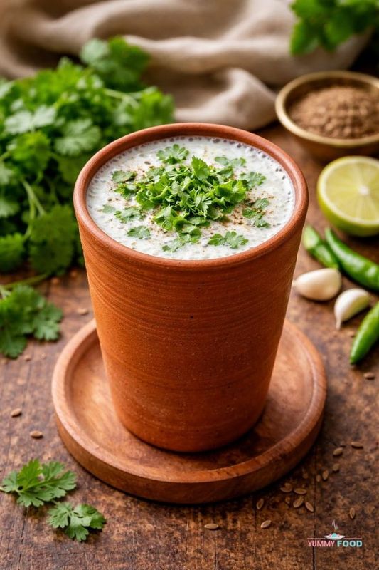 Chilled chaas in a clay glass